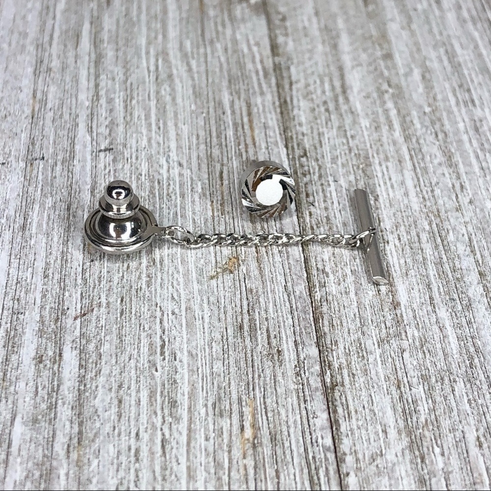 Vintage Incised Silver Midcentury Tie Tack